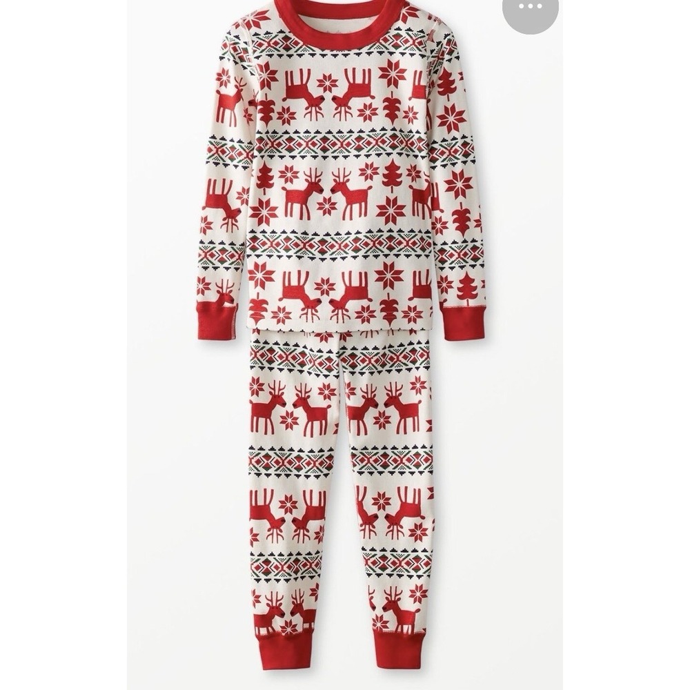 Hanna Andersson Deer Pajamas Kids 10 Long John's Cotton‎